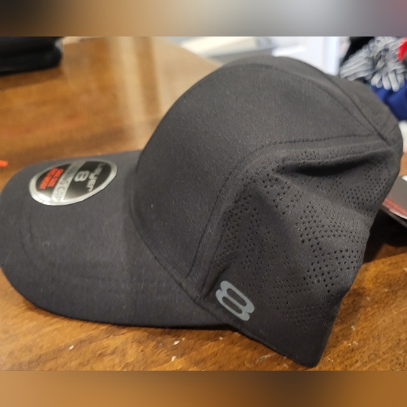 LOT of TWO! Layer 8 Black Performance Running Hat Ball Cap Adjustable Hat NEW! - Picture 7 of 8